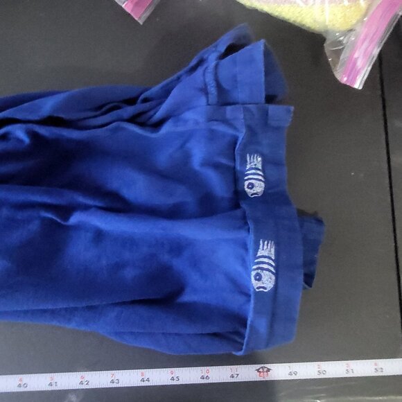 Blue Fish Painted Maxi Dress Size Small Lagenlook Linen Beach Art to Wear Summer - Picture 7 of 11